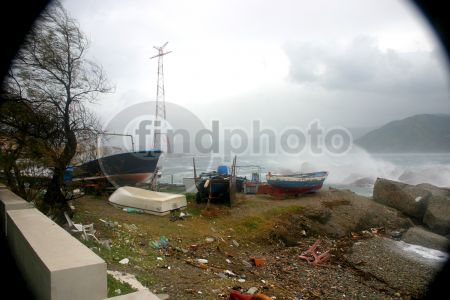 dettaglio immagine Fish eye della mareggiata